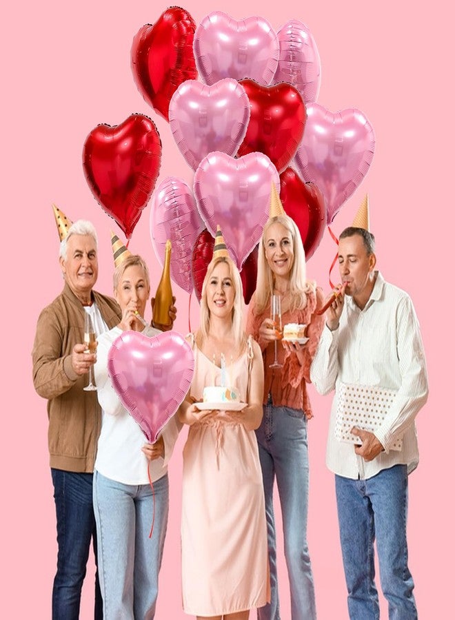 بالونات على شكل قلب باللونين الوردي والأحمر، 20 بالونًا من رقائق الألومنيوم على شكل قلب مقاس 18 بوصة، بالونات مثالية لعيد الحب، أعياد ميلاد الفتيات، حفلات الزفاف، ذكرى الزواج، حفلات الخطوبة، وزينة عيد الحب - Image 4